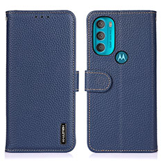 Leather Case Stands Flip Cover Holder B01H for Motorola Moto G71 5G Blue