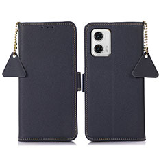 Leather Case Stands Flip Cover Holder B01H for Motorola Moto G73 5G Blue