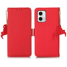 Leather Case Stands Flip Cover Holder B01H for Motorola Moto G73 5G Red