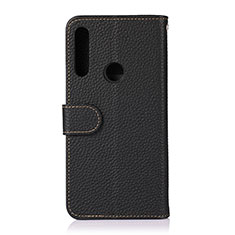 Leather Case Stands Flip Cover Holder B01H for Motorola Moto One Fusion Plus Black