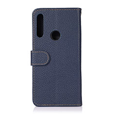 Leather Case Stands Flip Cover Holder B01H for Motorola Moto One Fusion Plus Blue