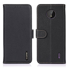 Leather Case Stands Flip Cover Holder B01H for Nokia C10 Black