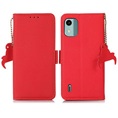 Leather Case Stands Flip Cover Holder B01H for Nokia C12 Plus Red