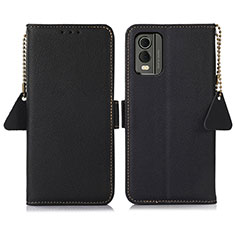 Leather Case Stands Flip Cover Holder B01H for Nokia C210 Black