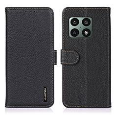 Leather Case Stands Flip Cover Holder B01H for OnePlus 10 Pro 5G Black