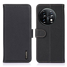 Leather Case Stands Flip Cover Holder B01H for OnePlus 11 5G Black