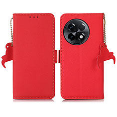 Leather Case Stands Flip Cover Holder B01H for OnePlus 11R 5G Red