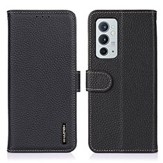 Leather Case Stands Flip Cover Holder B01H for OnePlus 9RT 5G Black