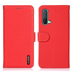 Leather Case Stands Flip Cover Holder B01H for OnePlus Nord CE 5G Red