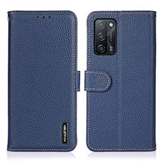 Leather Case Stands Flip Cover Holder B01H for Oppo A55 5G Blue