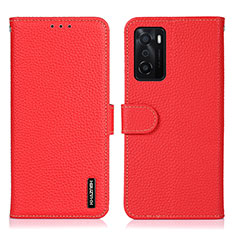 Leather Case Stands Flip Cover Holder B01H for Oppo A55S 5G Red