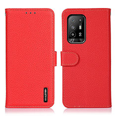 Leather Case Stands Flip Cover Holder B01H for Oppo A94 5G Red