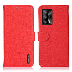 Leather Case Stands Flip Cover Holder B01H for Oppo A95 4G Red