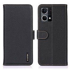 Leather Case Stands Flip Cover Holder B01H for Oppo F21 Pro 4G Black