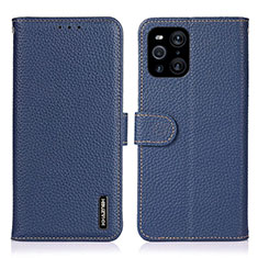 Leather Case Stands Flip Cover Holder B01H for Oppo Find X3 5G Blue
