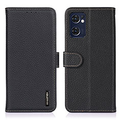 Leather Case Stands Flip Cover Holder B01H for Oppo Find X5 Lite 5G Black