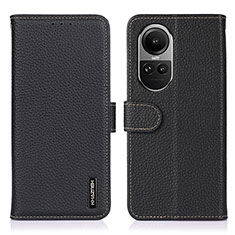 Leather Case Stands Flip Cover Holder B01H for Oppo Reno10 5G Black