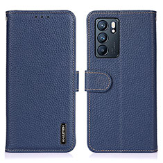 Leather Case Stands Flip Cover Holder B01H for Oppo Reno6 5G Blue