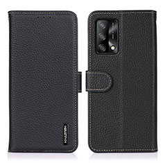 Leather Case Stands Flip Cover Holder B01H for Oppo Reno6 Lite Black
