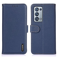 Leather Case Stands Flip Cover Holder B01H for Oppo Reno6 Pro 5G Blue