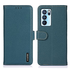 Leather Case Stands Flip Cover Holder B01H for Oppo Reno6 Pro 5G India Green
