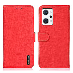 Leather Case Stands Flip Cover Holder B01H for Oppo Reno7 A Red