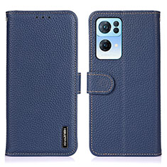 Leather Case Stands Flip Cover Holder B01H for Oppo Reno7 Pro 5G Blue