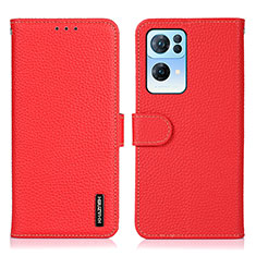 Leather Case Stands Flip Cover Holder B01H for Oppo Reno7 Pro 5G Red