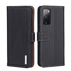 Leather Case Stands Flip Cover Holder B01H for Samsung Galaxy A02s Black
