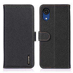Leather Case Stands Flip Cover Holder B01H for Samsung Galaxy A03 Core Black