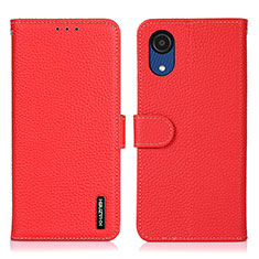 Leather Case Stands Flip Cover Holder B01H for Samsung Galaxy A03 Core Red
