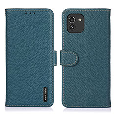 Leather Case Stands Flip Cover Holder B01H for Samsung Galaxy A03 Green