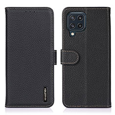 Leather Case Stands Flip Cover Holder B01H for Samsung Galaxy M32 4G Black
