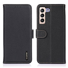 Leather Case Stands Flip Cover Holder B01H for Samsung Galaxy S22 5G Black