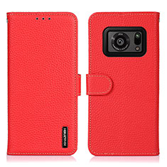 Leather Case Stands Flip Cover Holder B01H for Sharp Aquos R6 Red