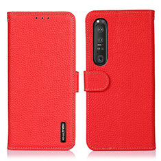 Leather Case Stands Flip Cover Holder B01H for Sony Xperia 1 III Red