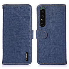 Leather Case Stands Flip Cover Holder B01H for Sony Xperia 1 IV SO-51C Blue