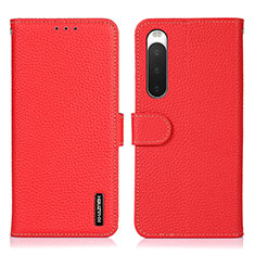 Leather Case Stands Flip Cover Holder B01H for Sony Xperia 10 IV Red