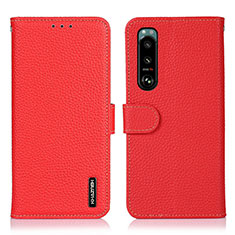 Leather Case Stands Flip Cover Holder B01H for Sony Xperia 5 III Red