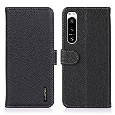 Leather Case Stands Flip Cover Holder B01H for Sony Xperia 5 IV Black