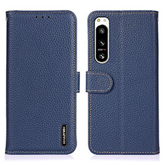 Leather Case Stands Flip Cover Holder B01H for Sony Xperia 5 IV Blue