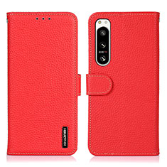 Leather Case Stands Flip Cover Holder B01H for Sony Xperia 5 IV Red