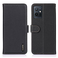 Leather Case Stands Flip Cover Holder B01H for Vivo iQOO Z6 5G Black