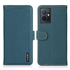 Leather Case Stands Flip Cover Holder B01H for Vivo iQOO Z6 5G Green