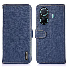 Leather Case Stands Flip Cover Holder B01H for Vivo iQOO Z6 Pro 5G Blue
