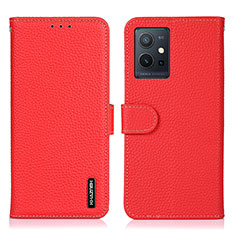 Leather Case Stands Flip Cover Holder B01H for Vivo T1 5G India Red