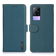 Leather Case Stands Flip Cover Holder B01H for Vivo V21e 4G Green