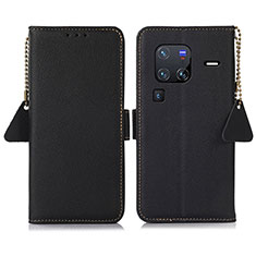 Leather Case Stands Flip Cover Holder B01H for Vivo X80 Pro 5G Black