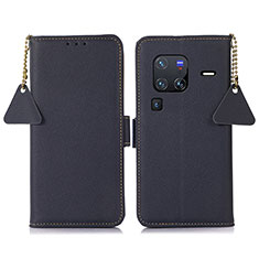 Leather Case Stands Flip Cover Holder B01H for Vivo X80 Pro 5G Blue