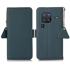 Leather Case Stands Flip Cover Holder B01H for Vivo X80 Pro 5G Green